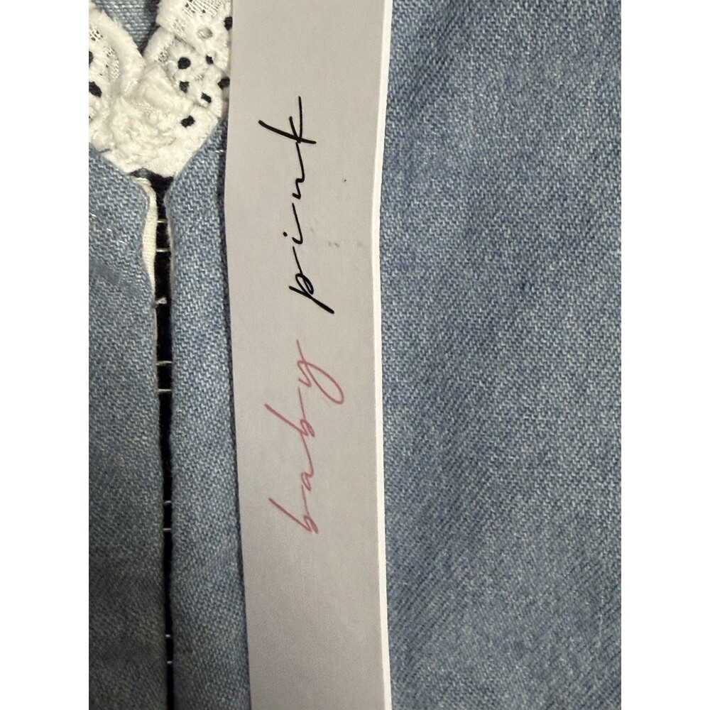 Denim Blue Corset Vest Top Hook Front Eyelet Lace Trim Coquette Cottagecore NWT - Picture 5 of 8